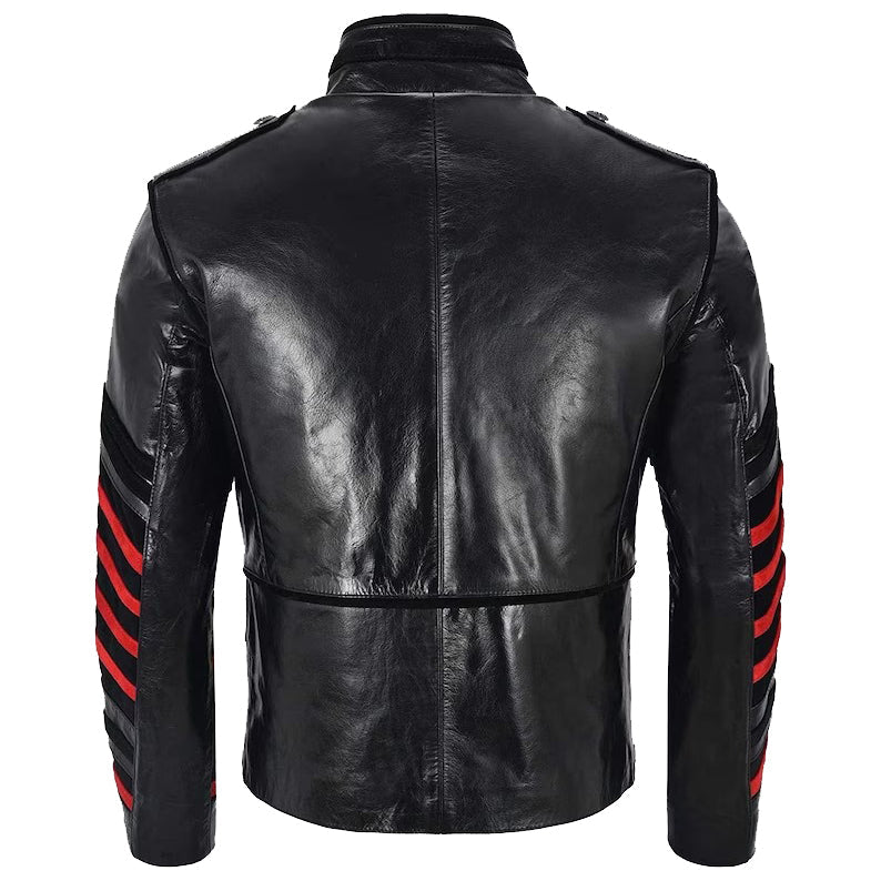 Gothic Military Style Leather Jacket Men's - AMSEL LEATHERS