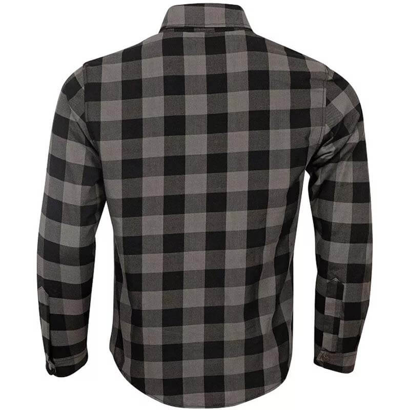 Men's Gray Kevlar® Lined CE Armored Motorcycle Flannel Shirt - AMSEL LEATHERS