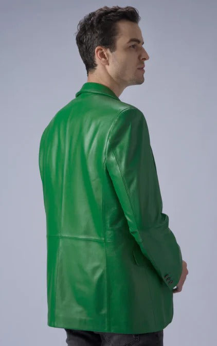 Green Leather Blazer for Men - AMSEL LEATHERS