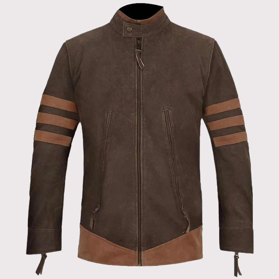 Handmade X-Men Wolverine Brown Leather Jacket - AMSEL LEATHERS