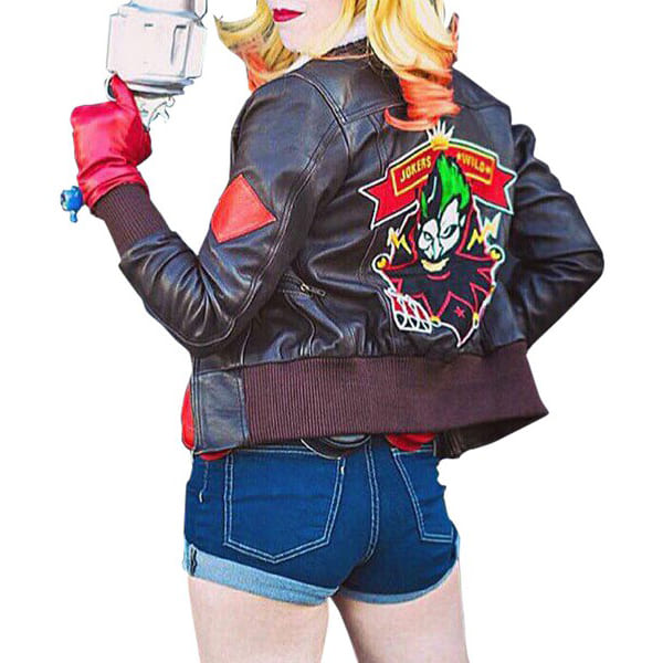 Harley Quinn Bombshell Brown Jacket with Fur Collar - AMSEL LEATHERS