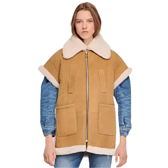 High-Quality Vintage Women's Shearling Vest - AMSEL LEATHERS