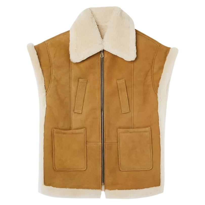 High-Quality Vintage Women's Shearling Vest - AMSEL LEATHERS