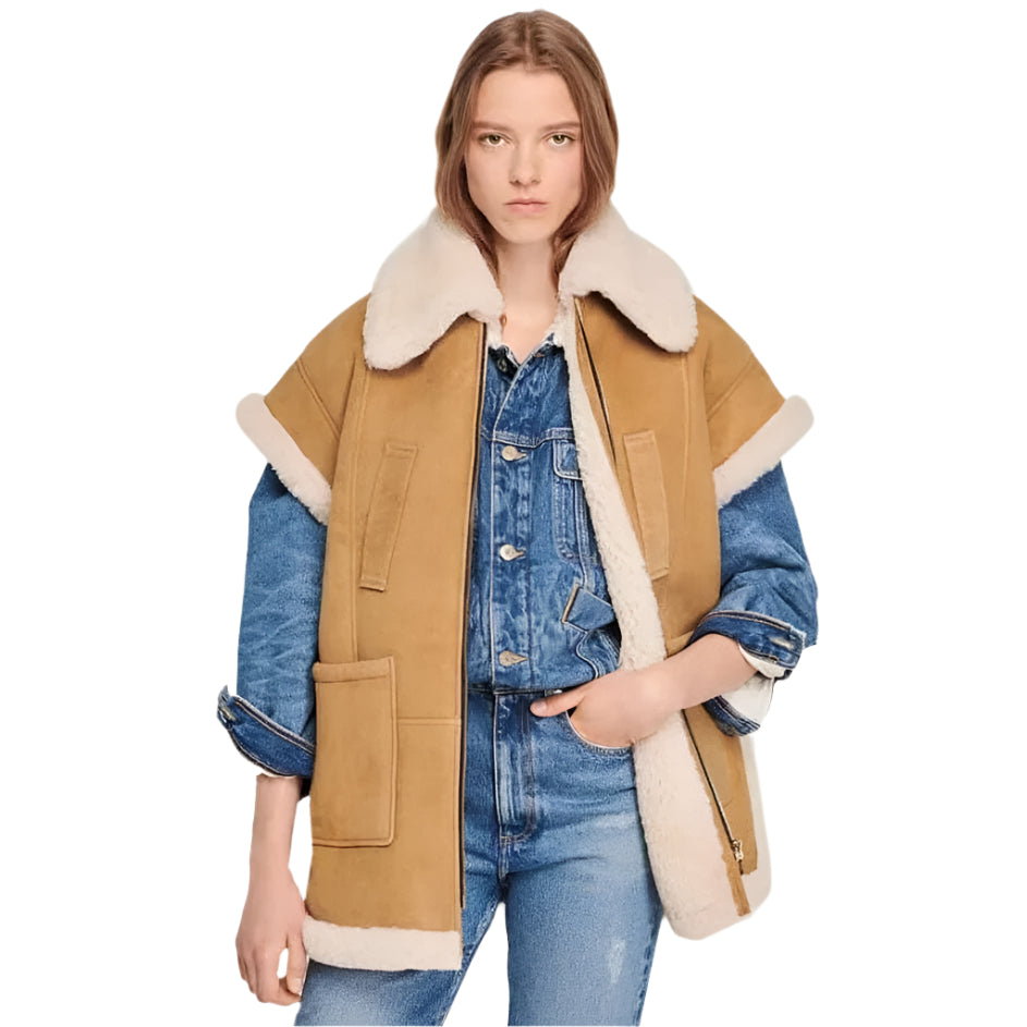 High-Quality Vintage Women's Shearling Vest - AMSEL LEATHERS