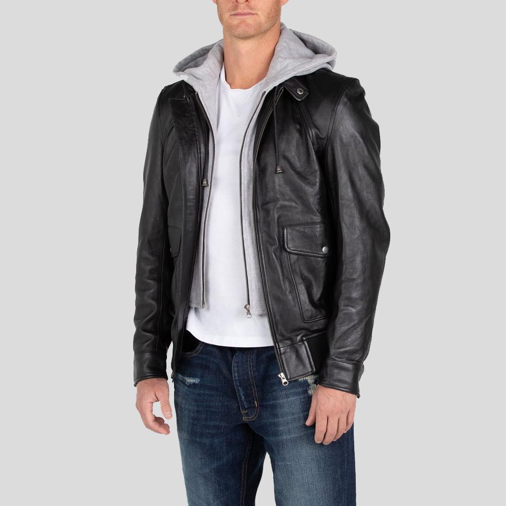 black leather texture detail jacket
