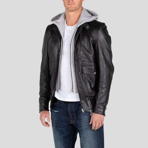 black leather texture detail jacket