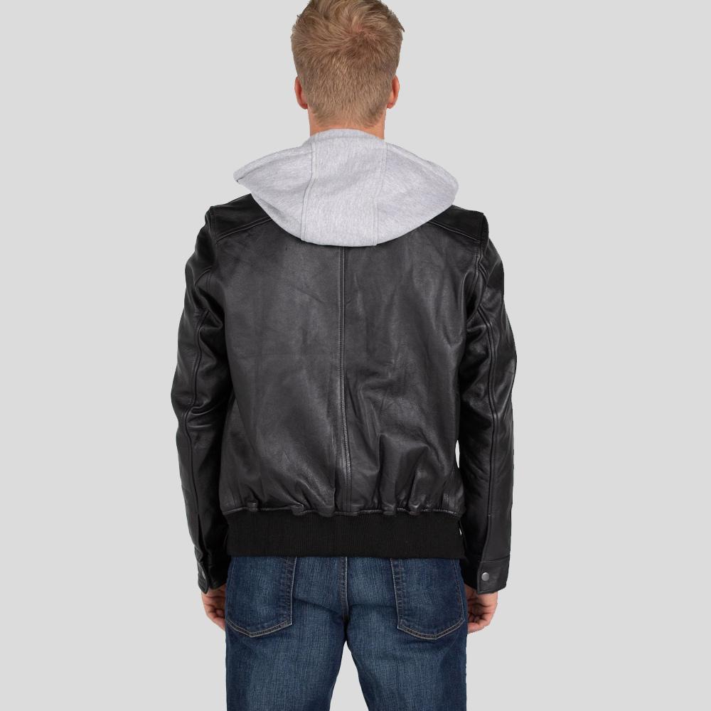 mens casual leather jacket side angle