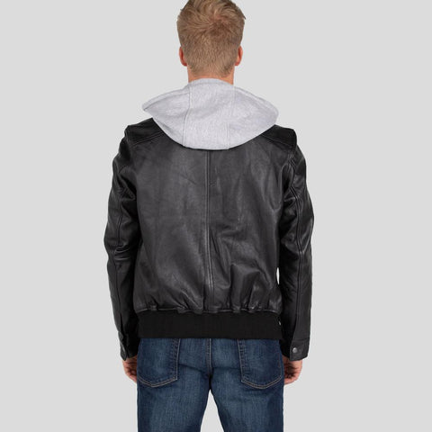 mens casual leather jacket side angle