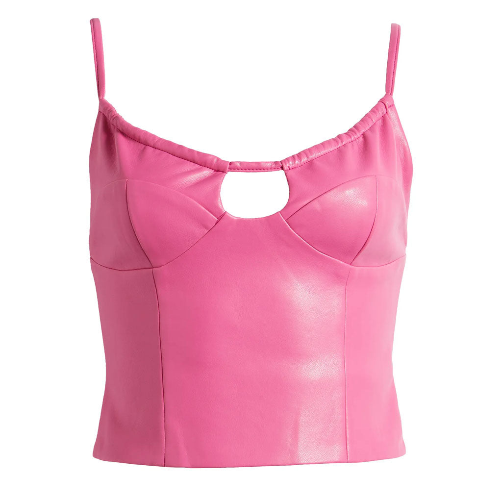 Hot Pink Women's Leather Barbie Camisole Top - AMSEL LEATHERS