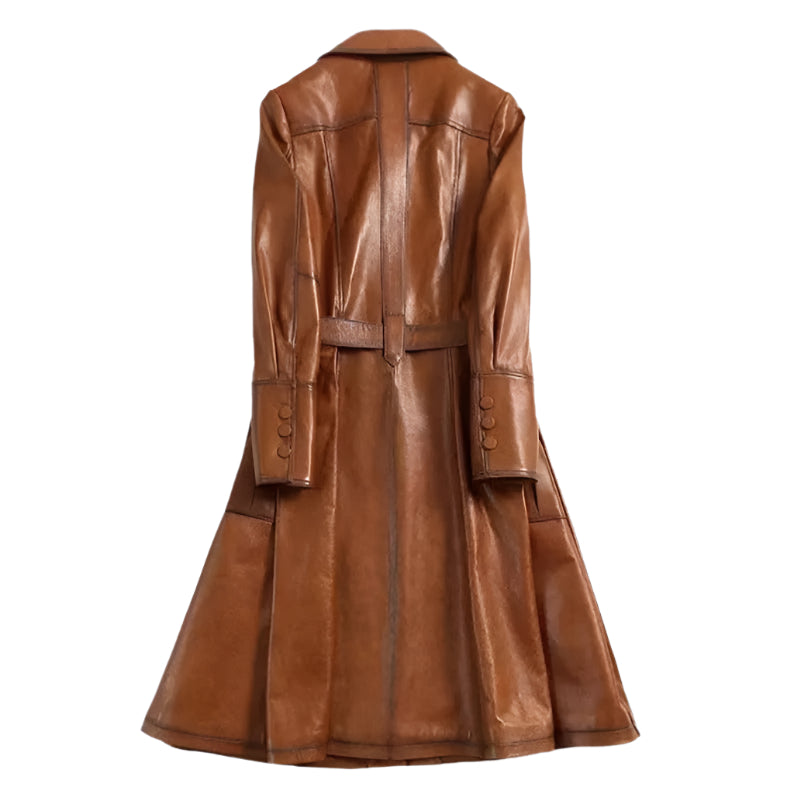 Italian Style Real Leather Trench Coat - AMSEL LEATHERS