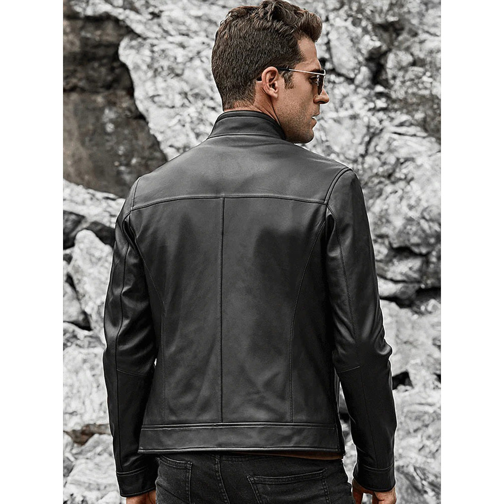 Men's Classic Lambskin Leather Motorcycle Jacket - AMSEL LEATHERS