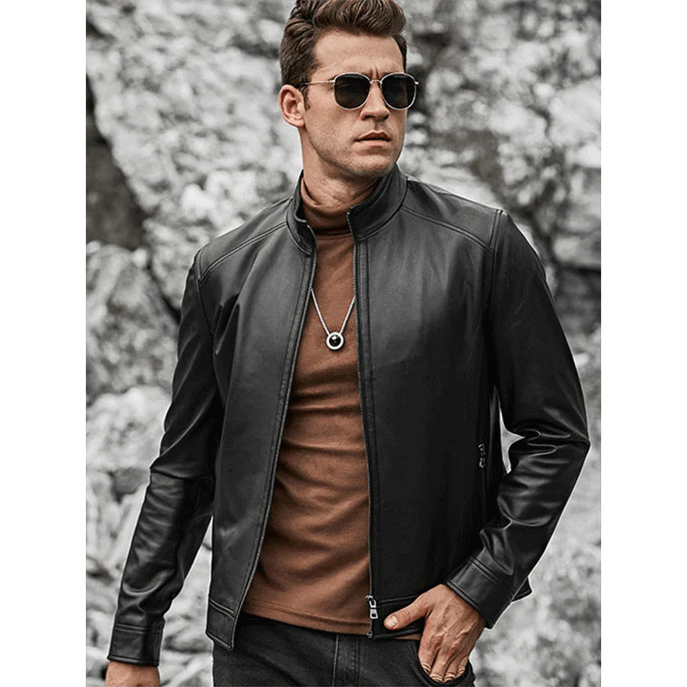 Men's Classic Lambskin Leather Motorcycle Jacket - AMSEL LEATHERS