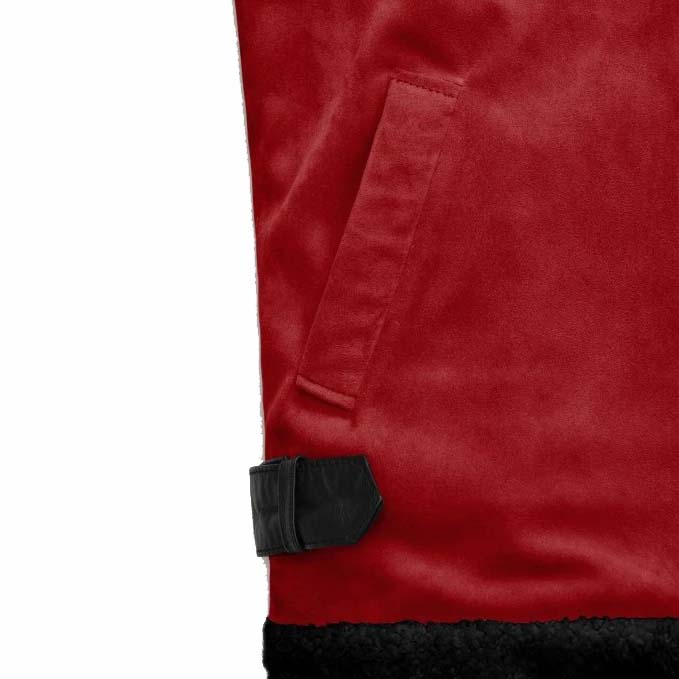 Lava Red Suede Ryan Reynolds Sherpa Leather Jacket - AMSEL LEATHERS