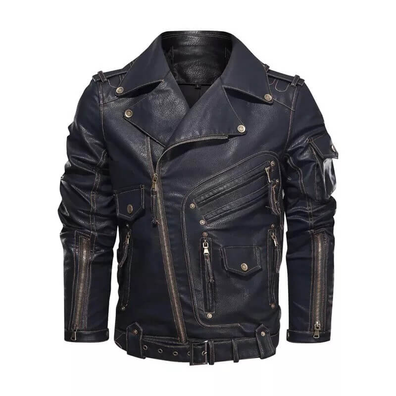 Top Men’s Leather Cafe Racer Biker Jacket - Genuine Cowhide - AMSEL LEATHERS