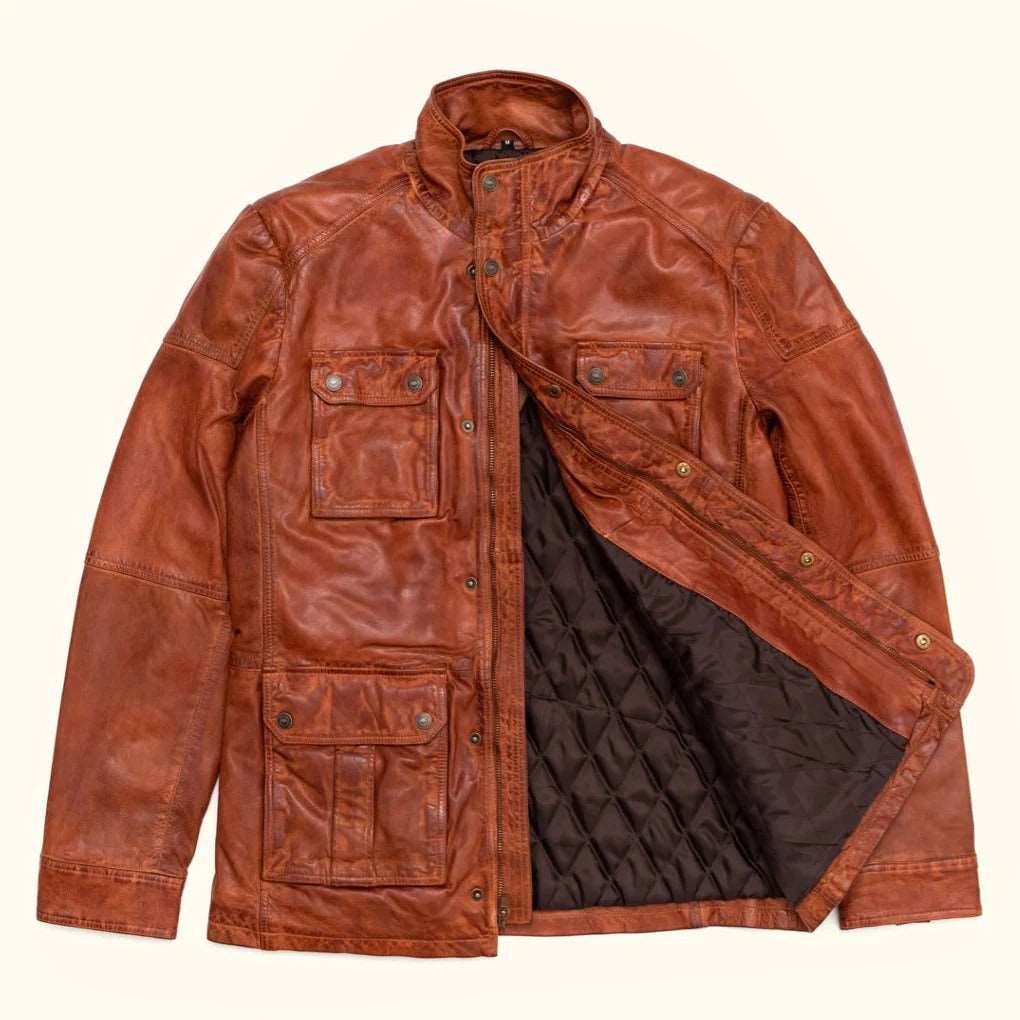 Field Leather Jacket - Light Brown Classic - AMSEL LEATHERS