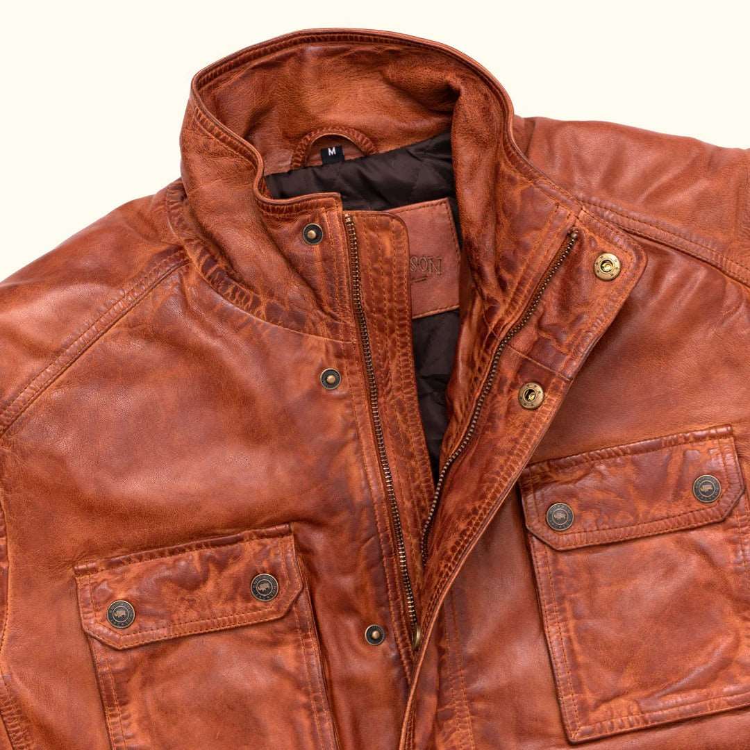 Field Leather Jacket - Light Brown Classic - AMSEL LEATHERS