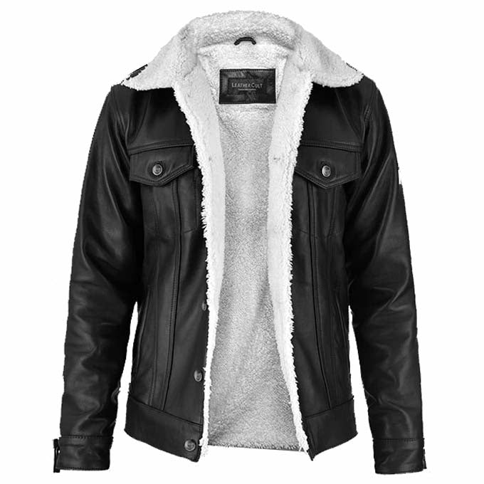 Leather Sherpa Jacket - AMSEL LEATHERS