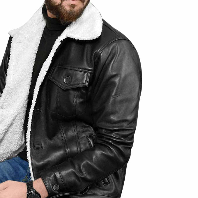 Leather Sherpa Jacket - AMSEL LEATHERS