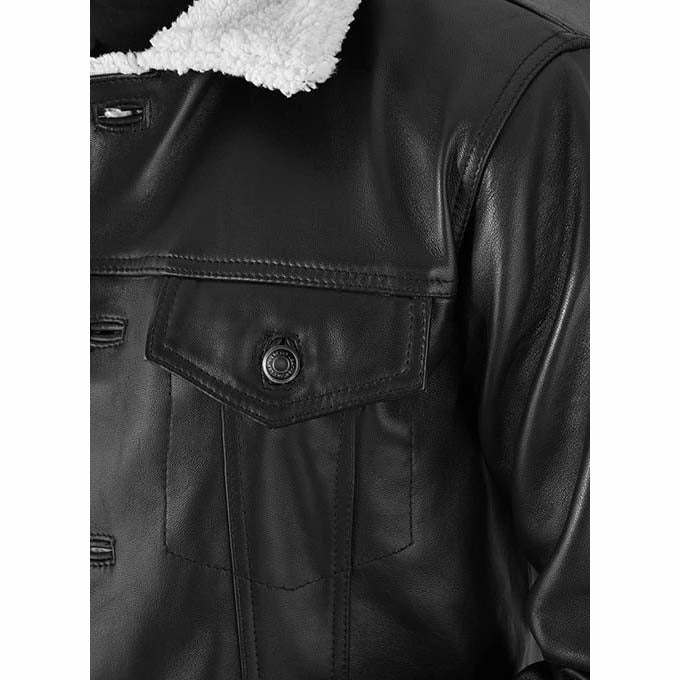 Leather Sherpa Jacket - AMSEL LEATHERS