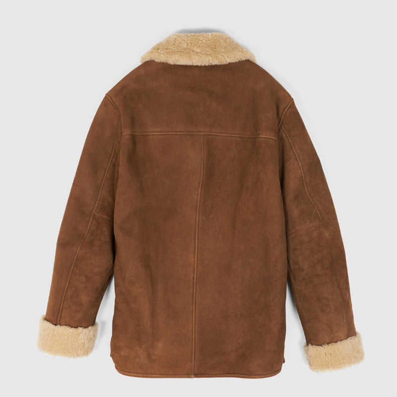 Light Brown Shearling Leather Coat - AMSEL LEATHERS