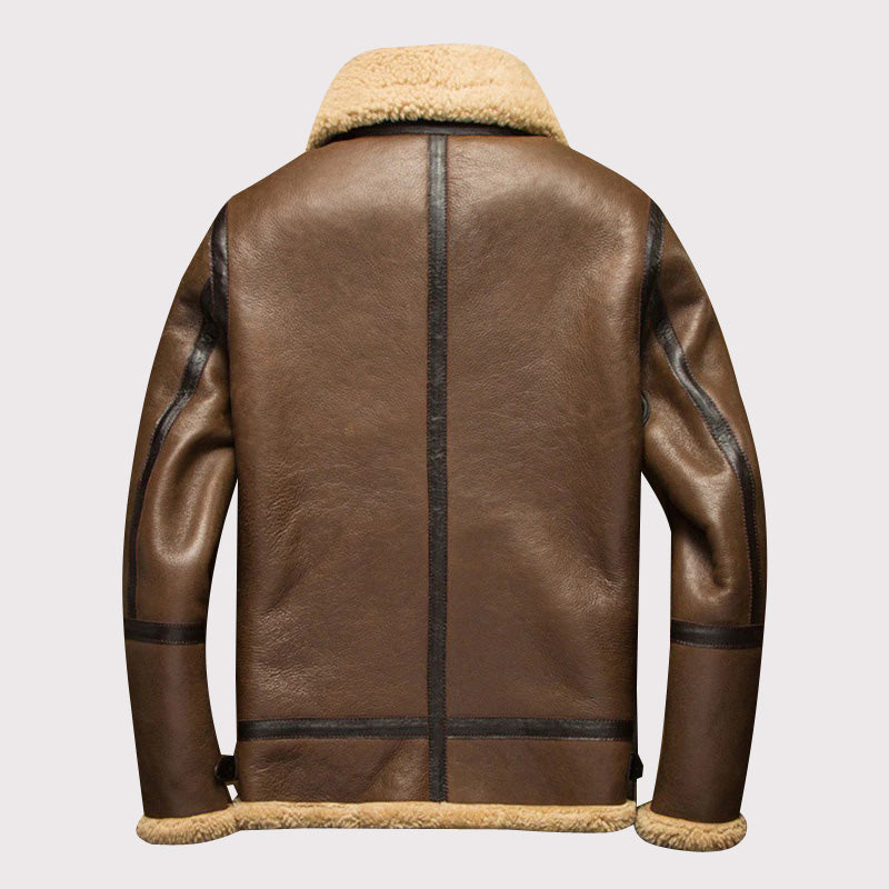 Luxury Men's Light Brown Shearling Aviator Jacket - AMSEL LEATHERS