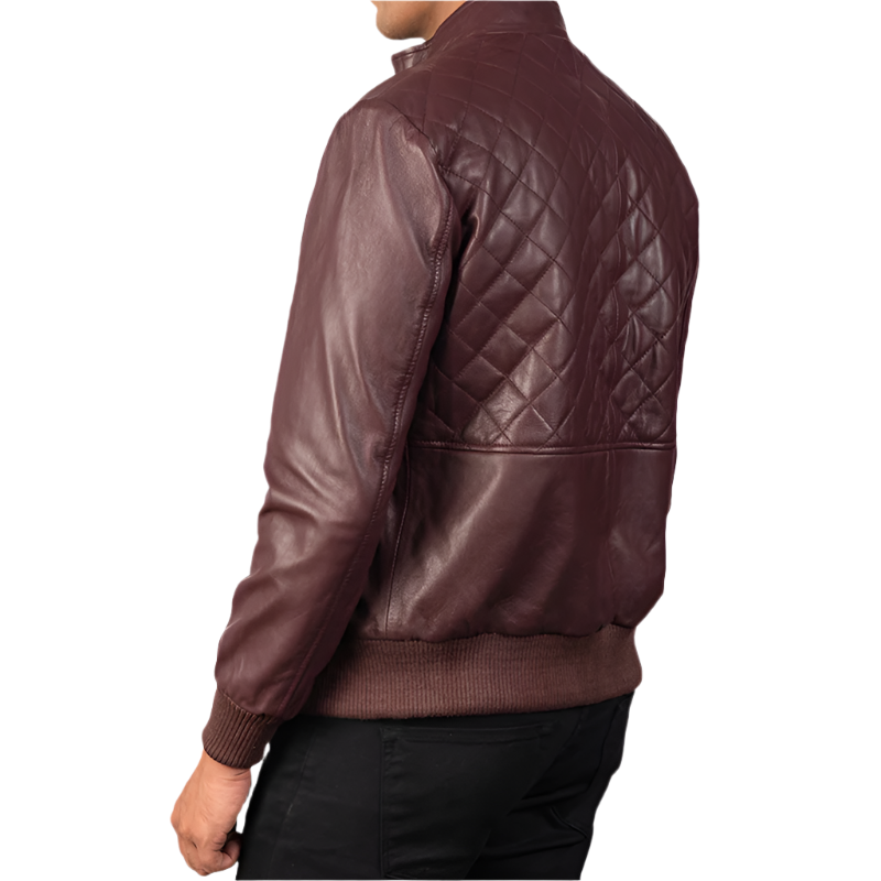 Maroon Genuine Leather Bomber Jacket for Men - AMSEL LEATHERS