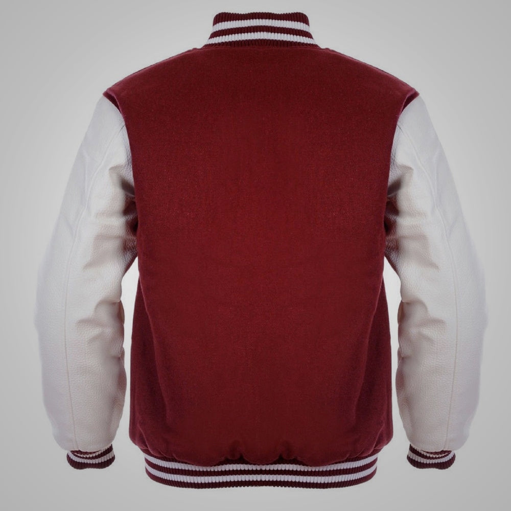 maroon varsity jacket snap button deta