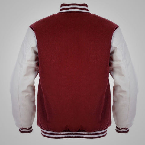 maroon varsity jacket snap button deta