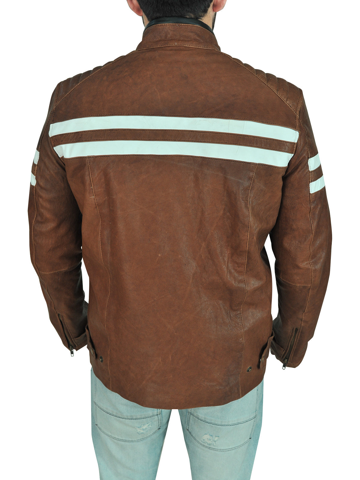 men's brown leather biker jacket nolan side angle