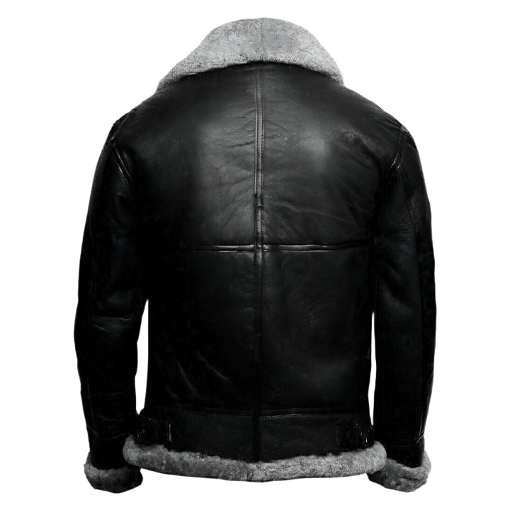 Men B3 Bomber Flying RAF Aviator Real Fur Collar Leather Jacket - AMSEL LEATHERS