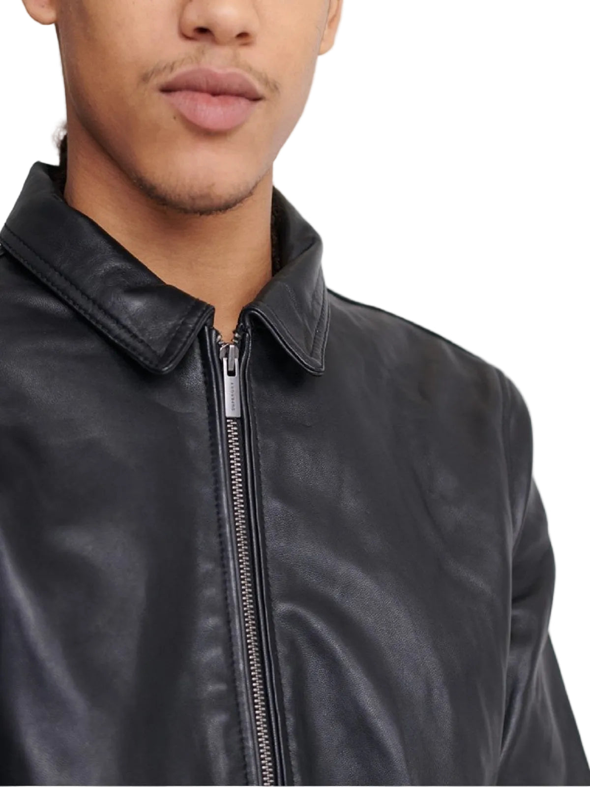 men's black leather shirt lorcan side angle