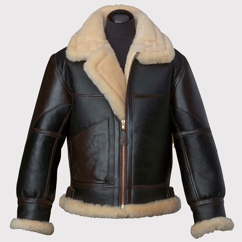 Men's Black B3 Bomber Flying Leather Jacket - AMSEL LEATHERS