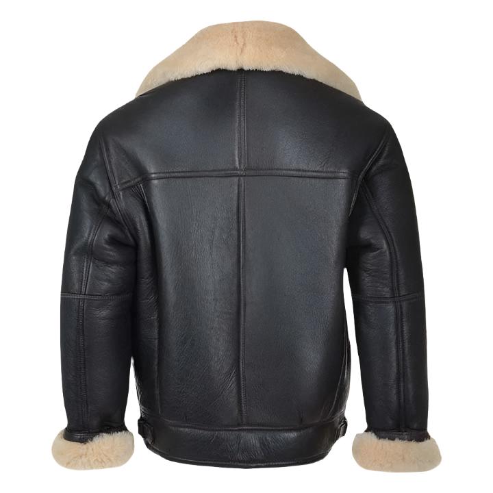 Men Black B3 Shearling Bomber Leather Jacket - AMSEL LEATHERS