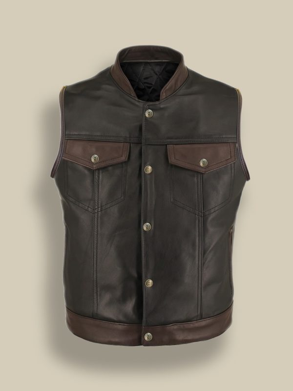• brown leather jacket mens front view
