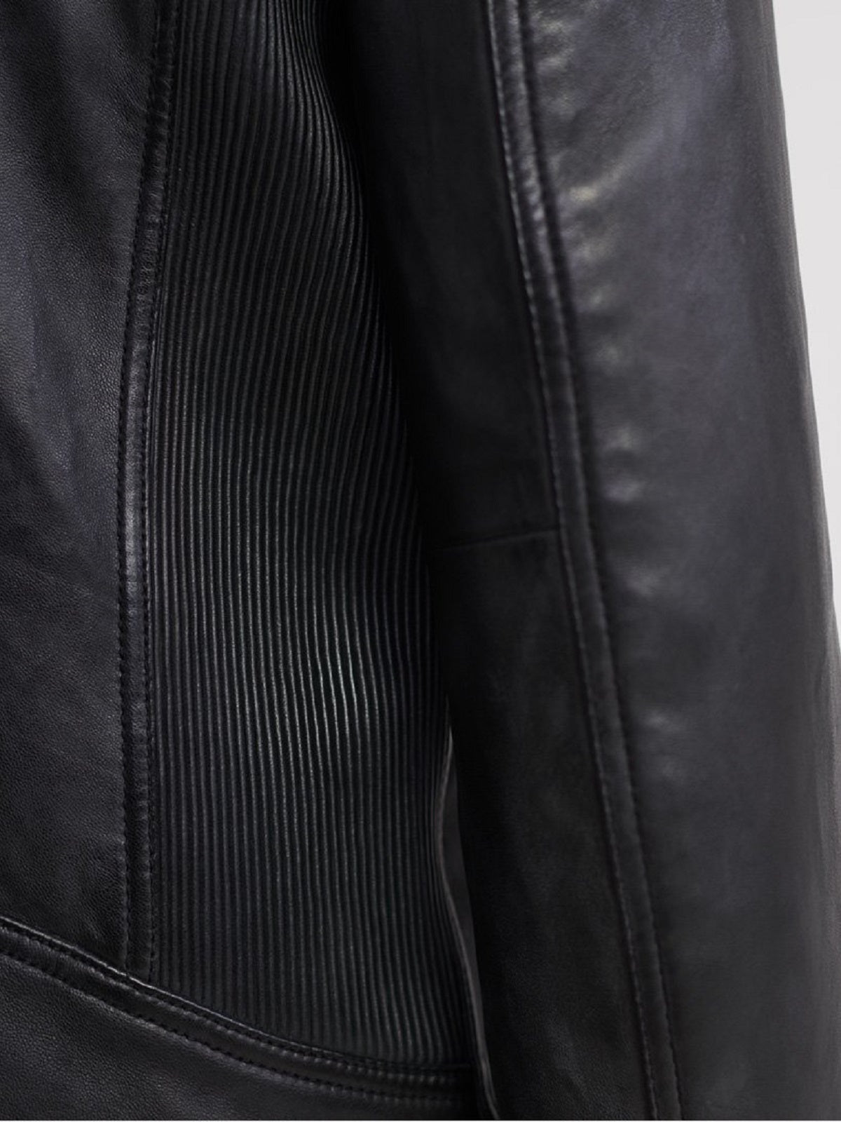 men's black leather biker jacket kael side angle