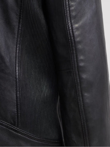 men's black leather biker jacket kael side angle