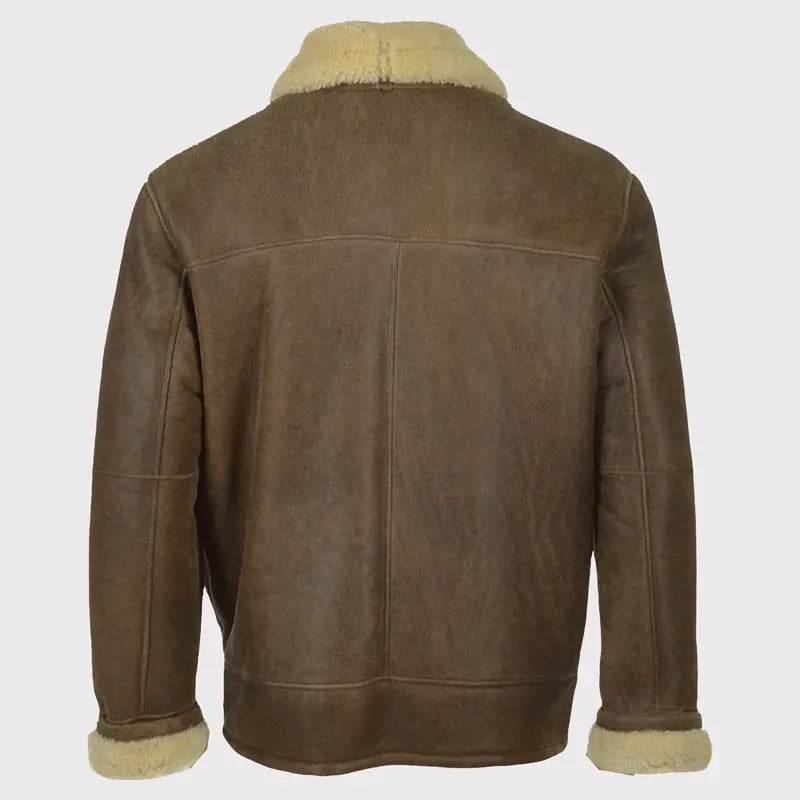 Men's Brown Aviator Shearling Leather Jacket Amsel Leathers