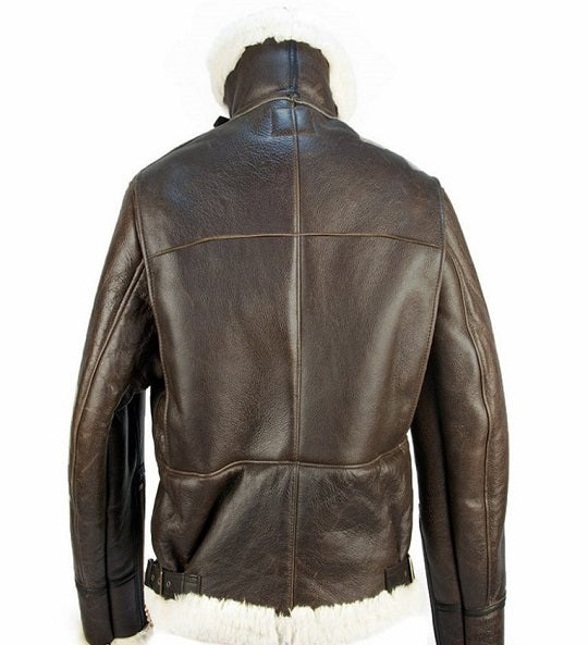 Brown shearling bomber jacket for men