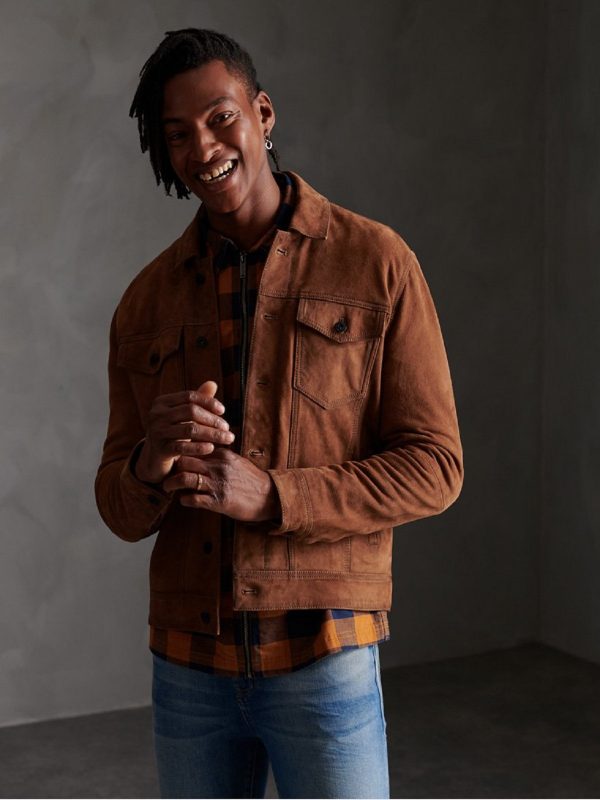 men's brown leather shirt alaric side angle