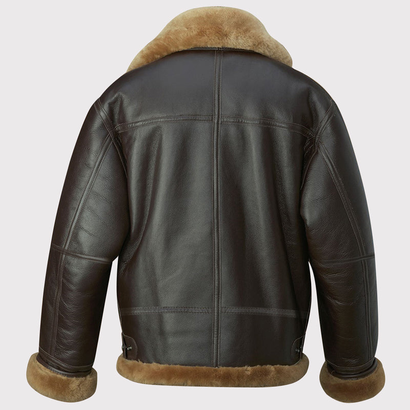 Men's Brown RAF B3 Aviator Shearling Leather Jacket - AMSEL LEATHERS