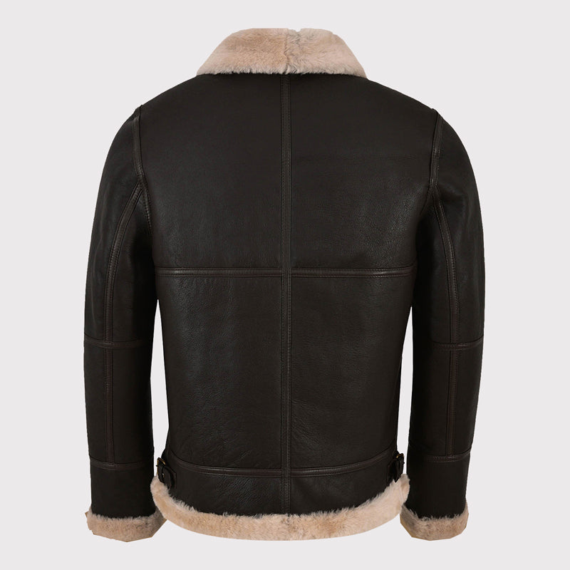 Men's Dark Brown Sheepskin Jacket - AMSEL LEATHERS