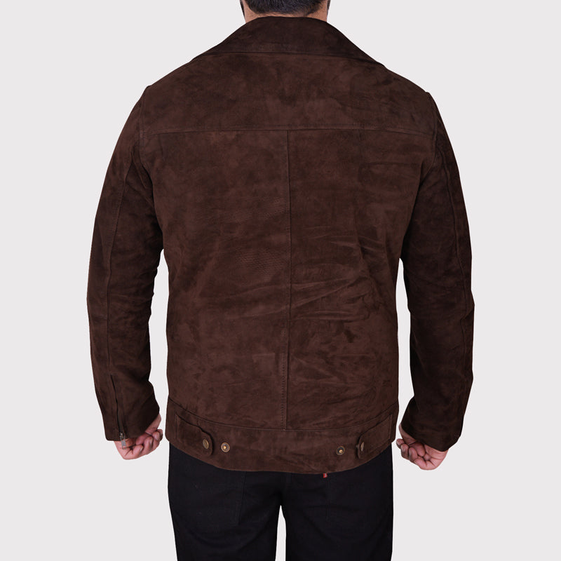 Men's Dark Brown Suede Leather Jacket - AMSEL LEATHERS