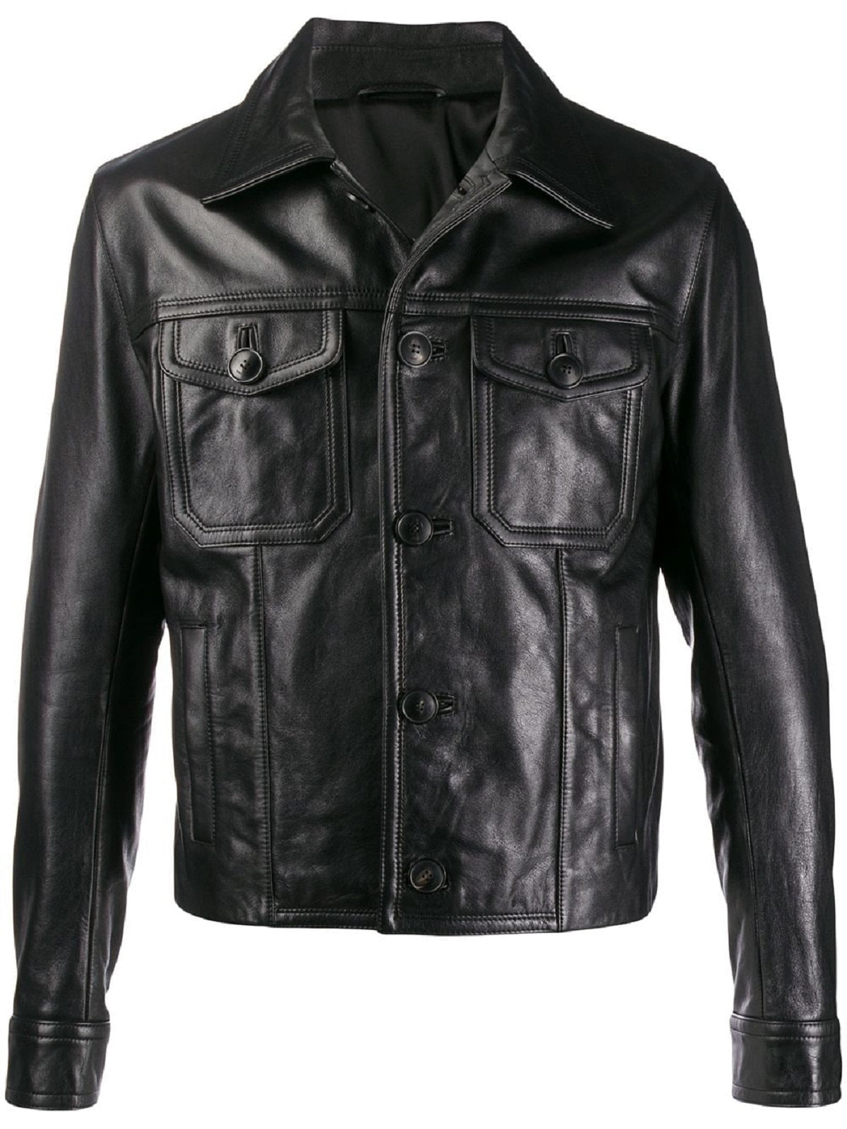 men’s black cowhide leather jacket front view