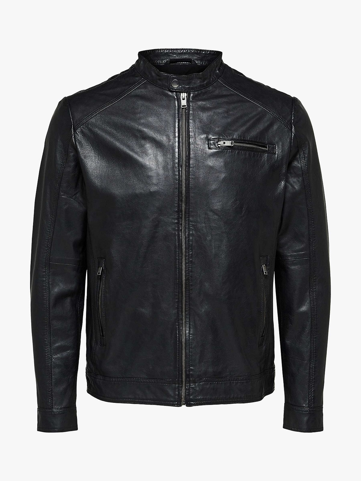 men’s black cowhide leather jacket back view