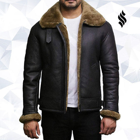 Men's Aviator RAF B3 shearling sheepskin Flying Bomber jacket