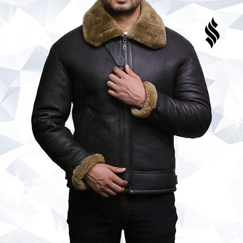 Men's Aviator RAF B3 shearling sheepskin Flying Bomber jacket