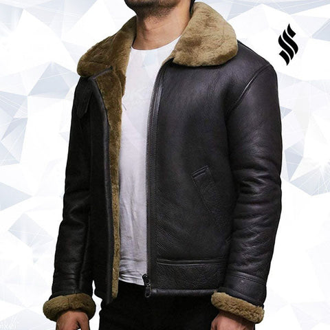 Men's Aviator RAF B3 shearling sheepskin Flying Bomber jacket
