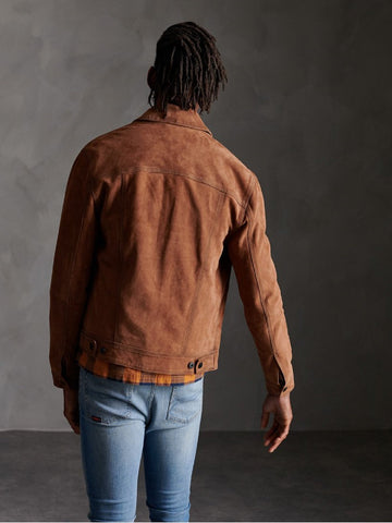 men's brown leather shirt alaric texture detail