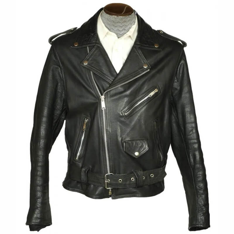 Men’s 1960s Motorcycle Belted Black Leather Jacket - AMSEL LEATHERS