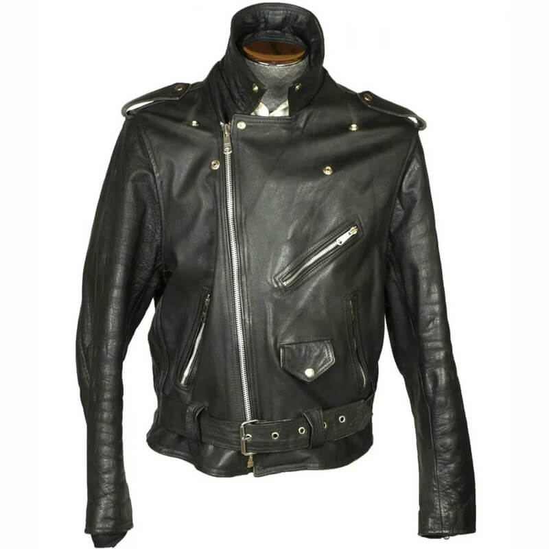 Men’s 1960s Motorcycle Belted Black Leather Jacket - AMSEL LEATHERS